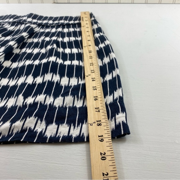 LOFT Navy and White Zigzag Unlined Linen Rayon Blend Mini Skirt Sz‎ 12 - Picture 10 of 12